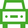 green icon of a car facing onwards