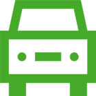 green icon of a car facing onwards