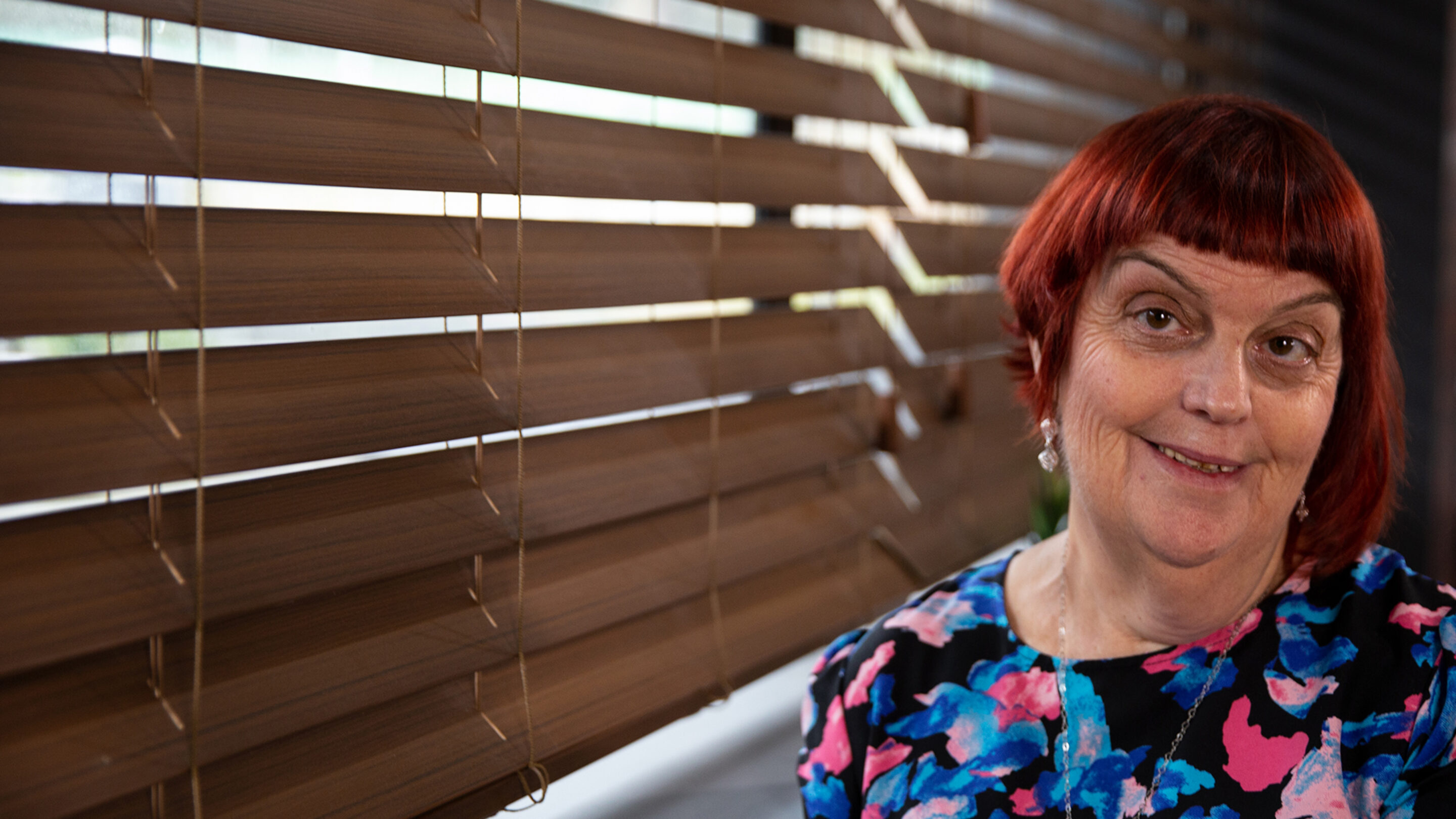 Client looks at camera