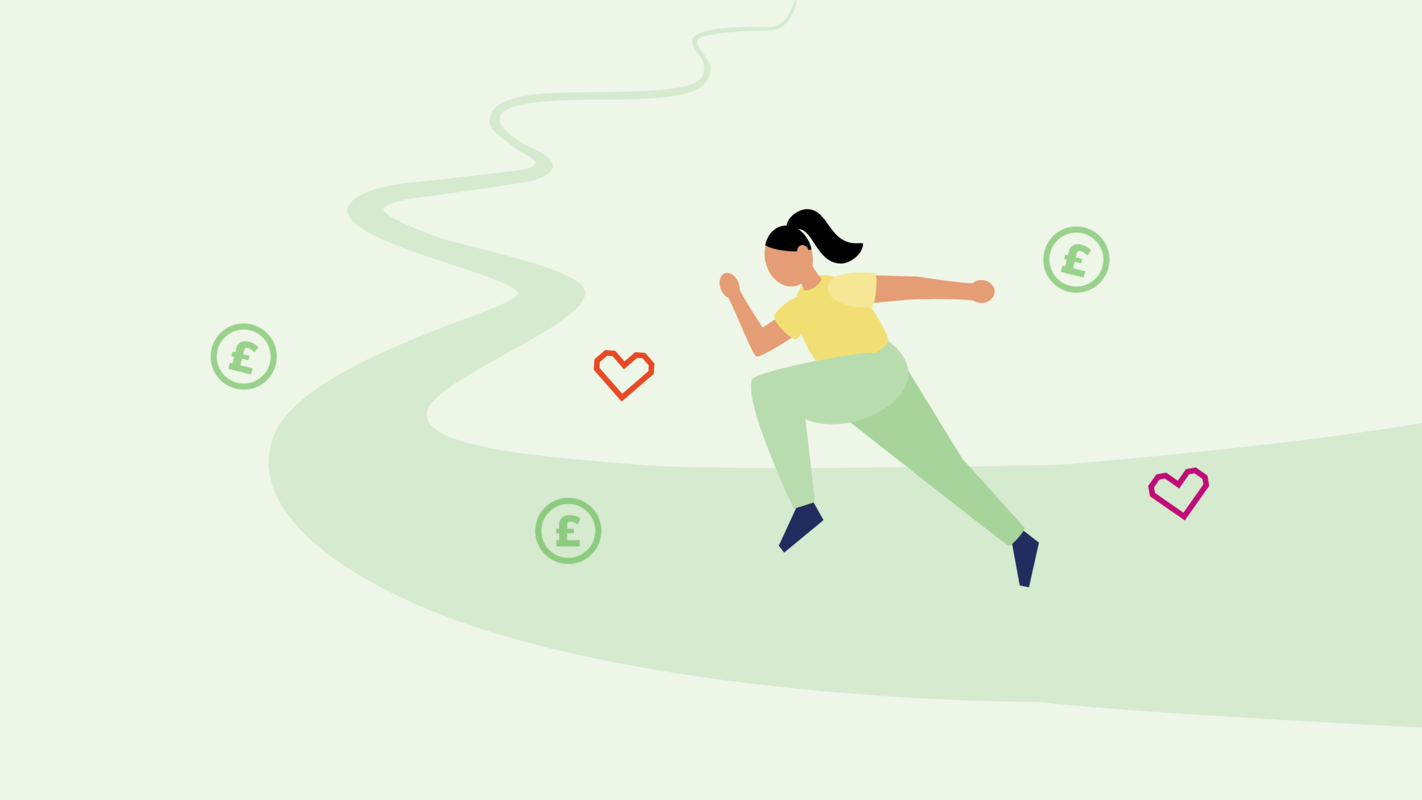 An illustration of a person running on a green background