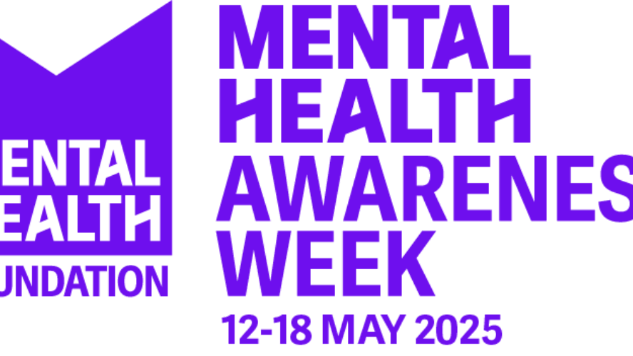 Purple M outline with the words 'Mental Health Foundation' and text on the right that reads Mental Health Awareness Week 12-18 May 2025