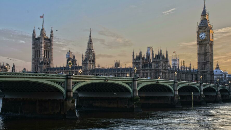 The Houses of Parliament as seen from across the River Thames