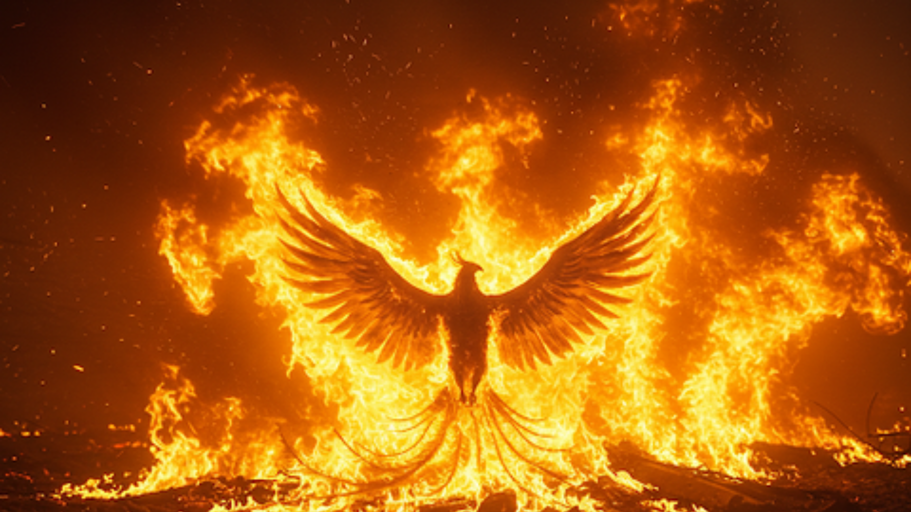 Image of a phoenix rising from some flames