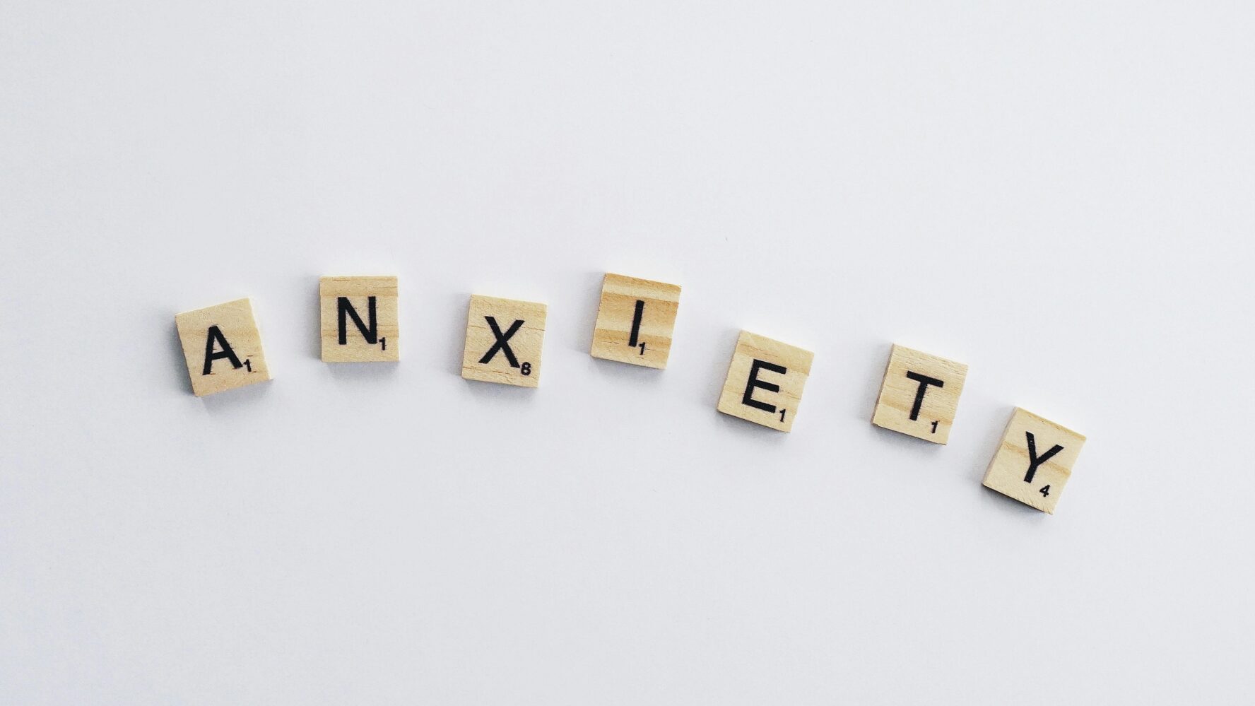 Scrabble letters that spell out the word 'anxiety'
