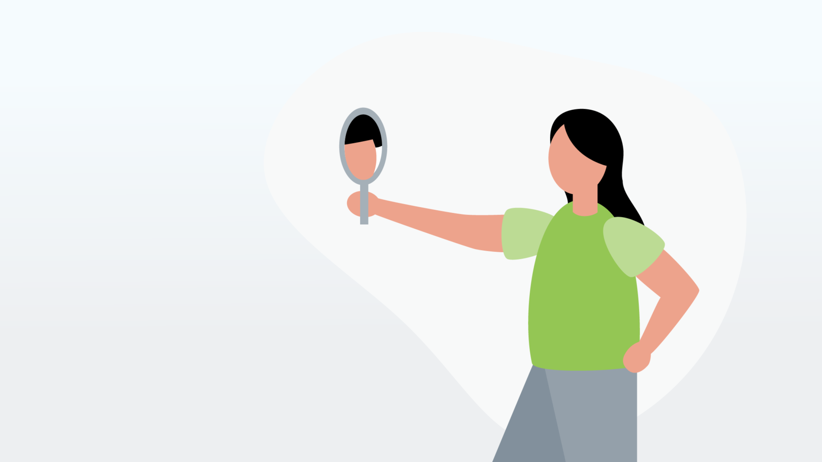 Colourful graphic of a person holding up a mirror to themselves.
