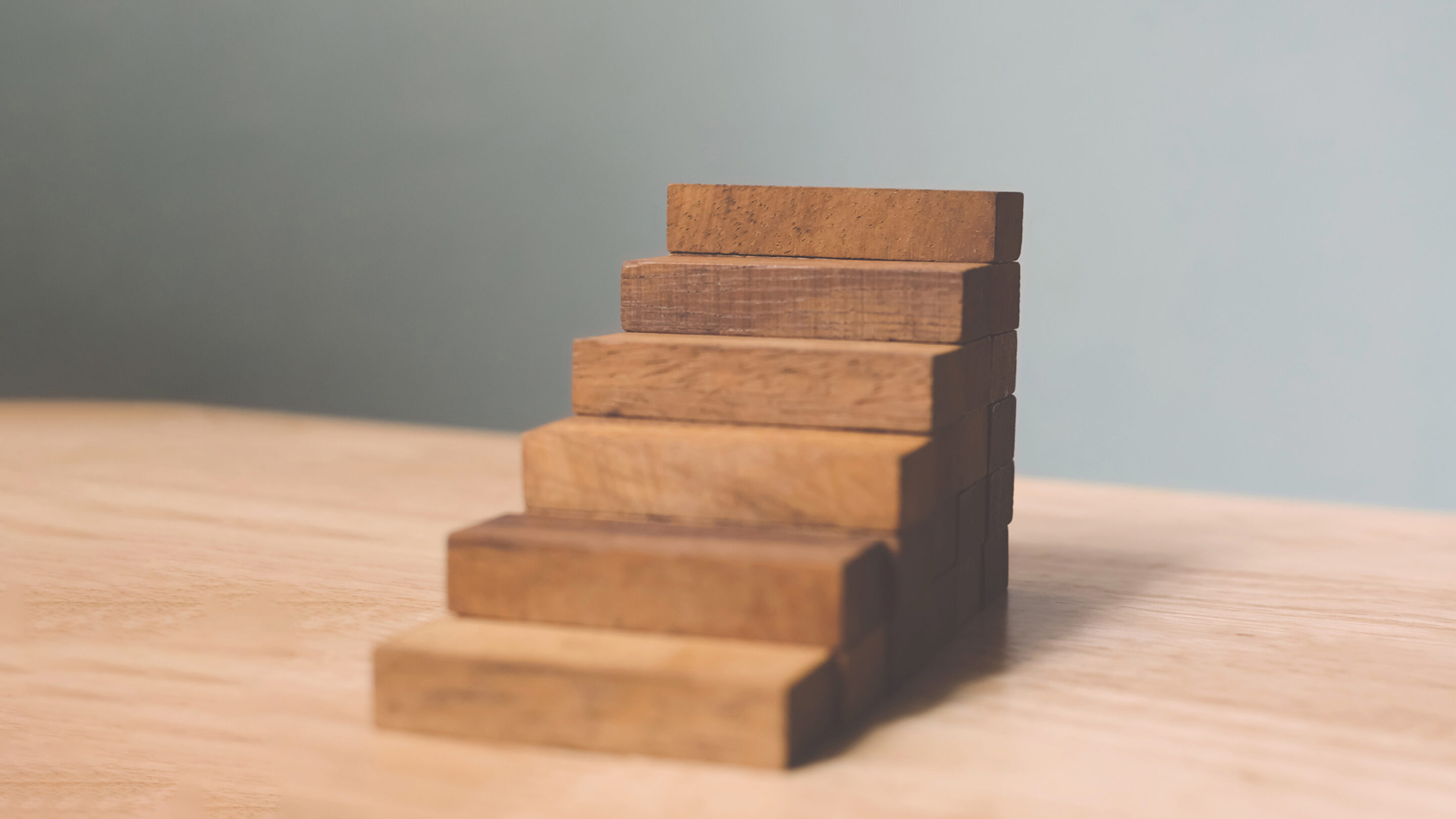 Blocks of wood stacked to make a staircase.