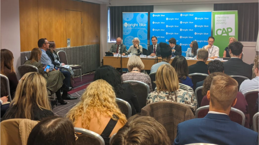 Audience members interact with the panel at the CAP Conservative Party conference fringe event