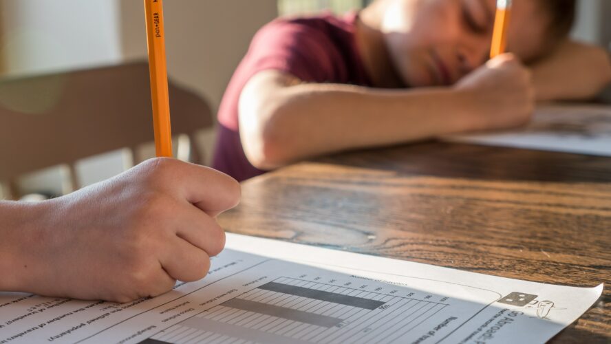 children doing maths homework