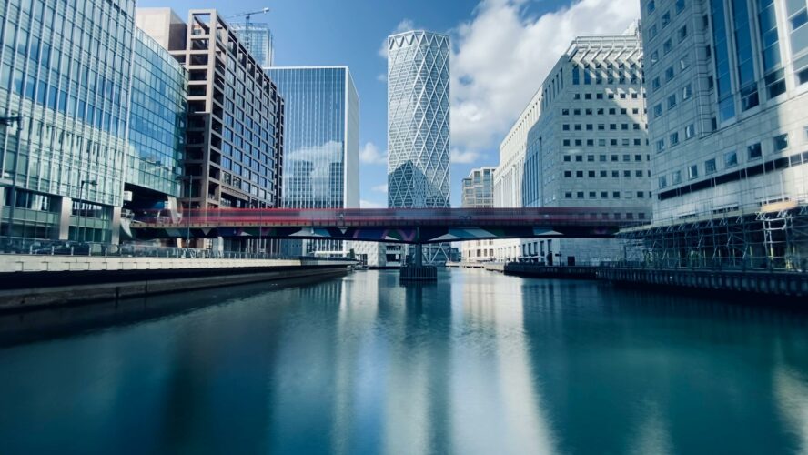 Canary Wharf sky scrapers.