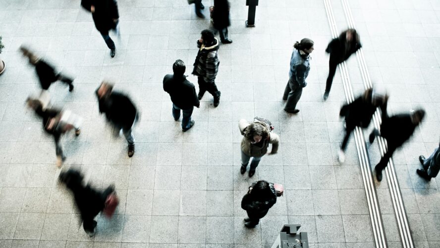 People walking in different directions