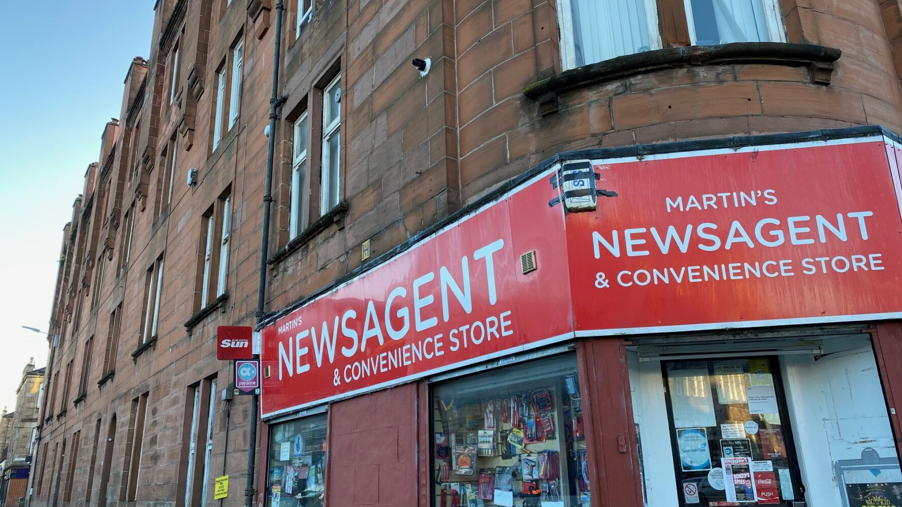 A newsagent shopfront in Glasgow