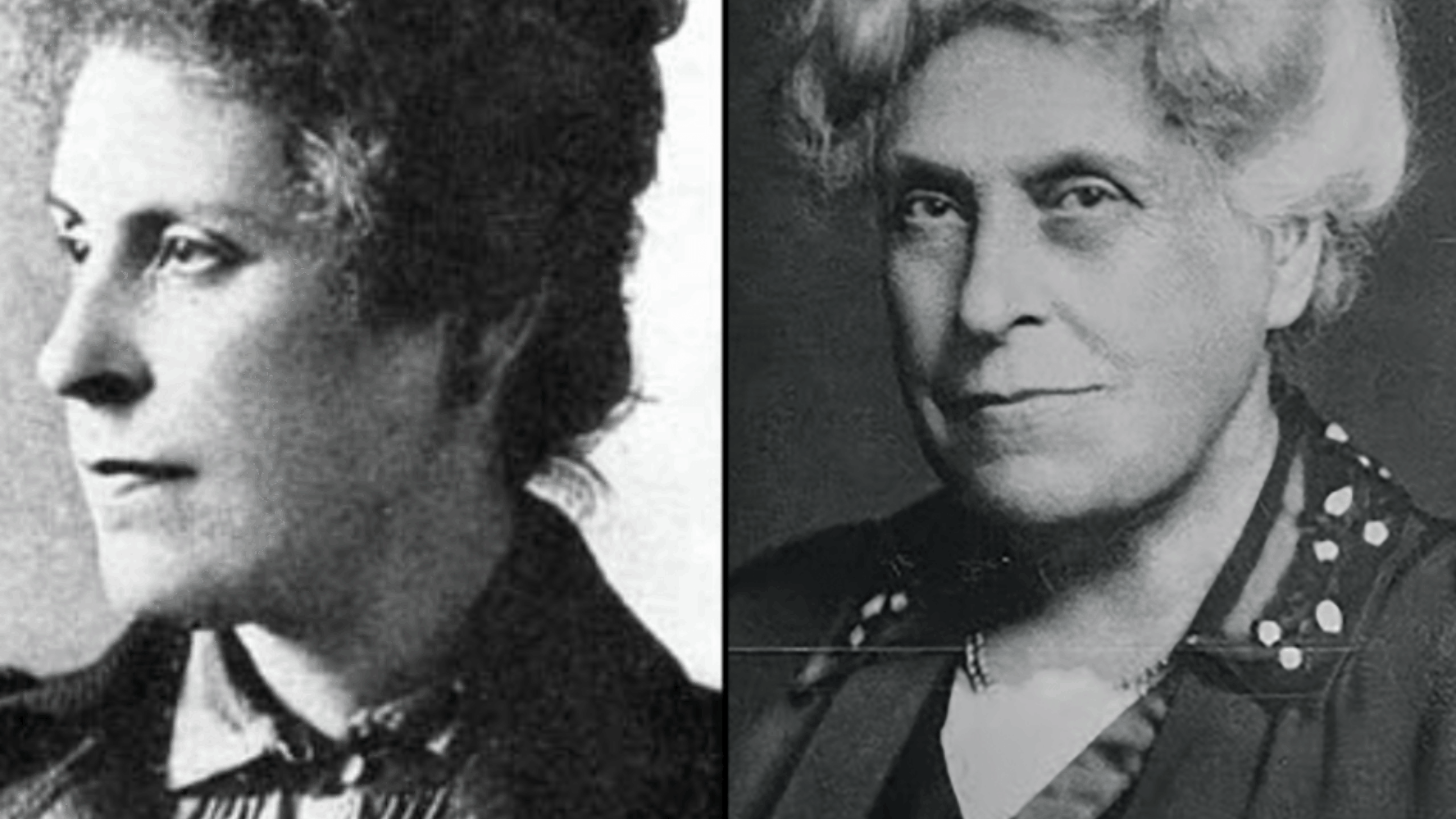 Two photographs of Margaret McMillan. One, when she is a young adult, and one as an older lady.
