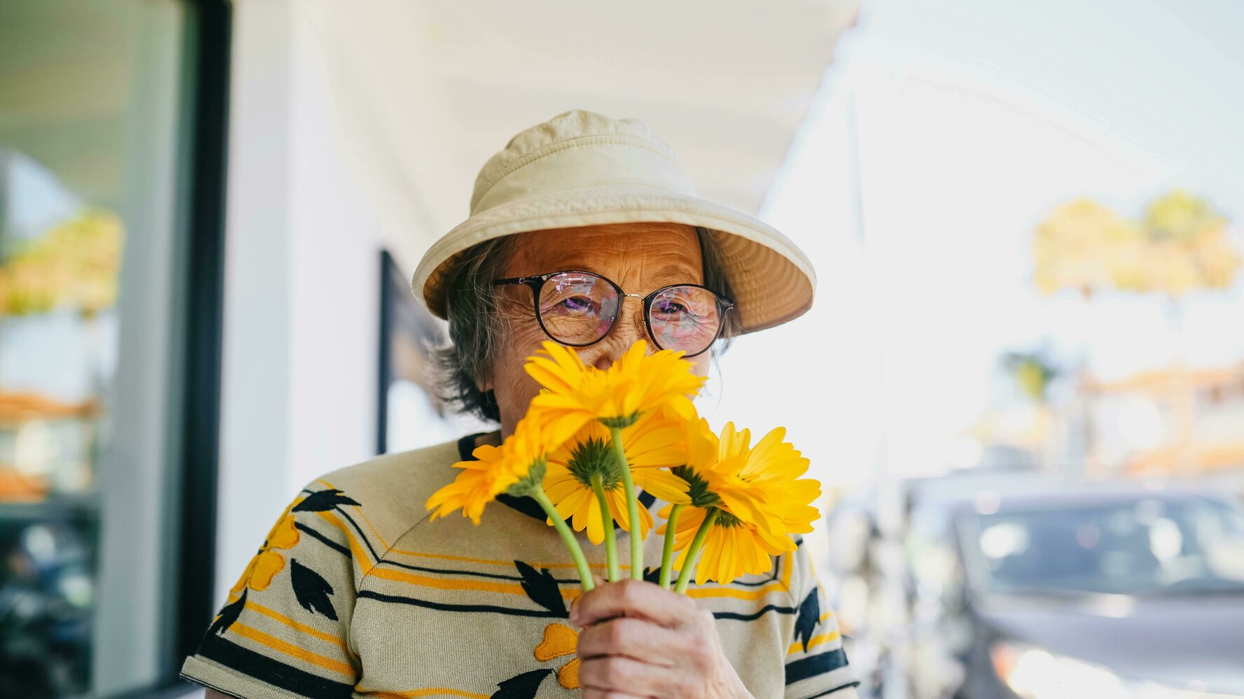 lady with flowers